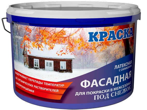Краска фасадная ПОД СНЕЖОК латексная 14кг Капитель
