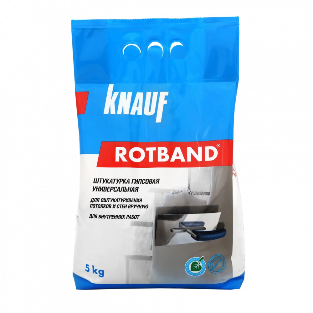 Штукатурка гипсовая Ротбанд, вн.раб., 5-50мм, 8,5кг/м2, 60С, 5кг, KNAUF (156)