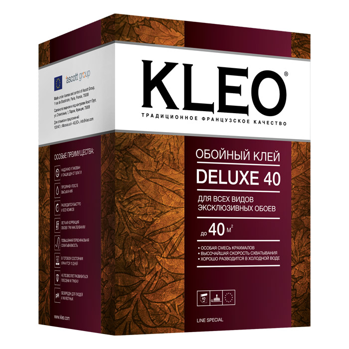 Клей DELUXE 40 для эксклюзивных обоев, сыпучий KLEO