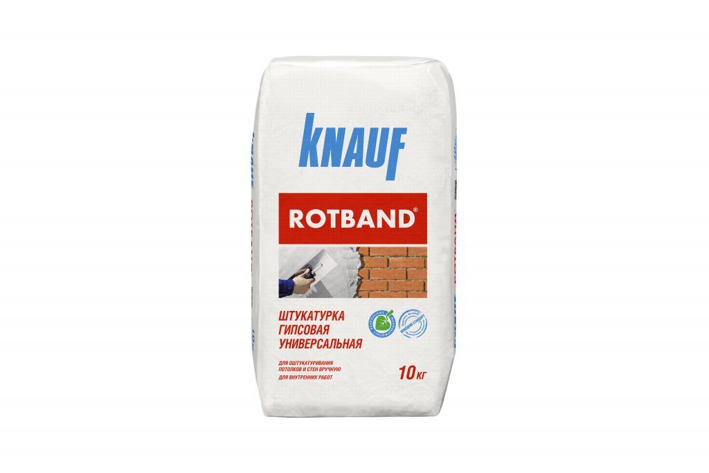 Штукатурка гипсовая Ротбанд, вн.раб., 5-50мм, 8,5кг/м2, 60С, 10кг, KNAUF (117)