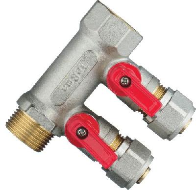 коллектор д/м.пл. 3/4"в/н с 2-мя шар.кран. конус 16мм(1/2") TeRma (14001)