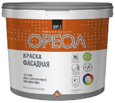 Краска фасадная атмосферостойкая водно-дисперсионная полиакриловая  4.5л "ОРЕОЛ" (база С)