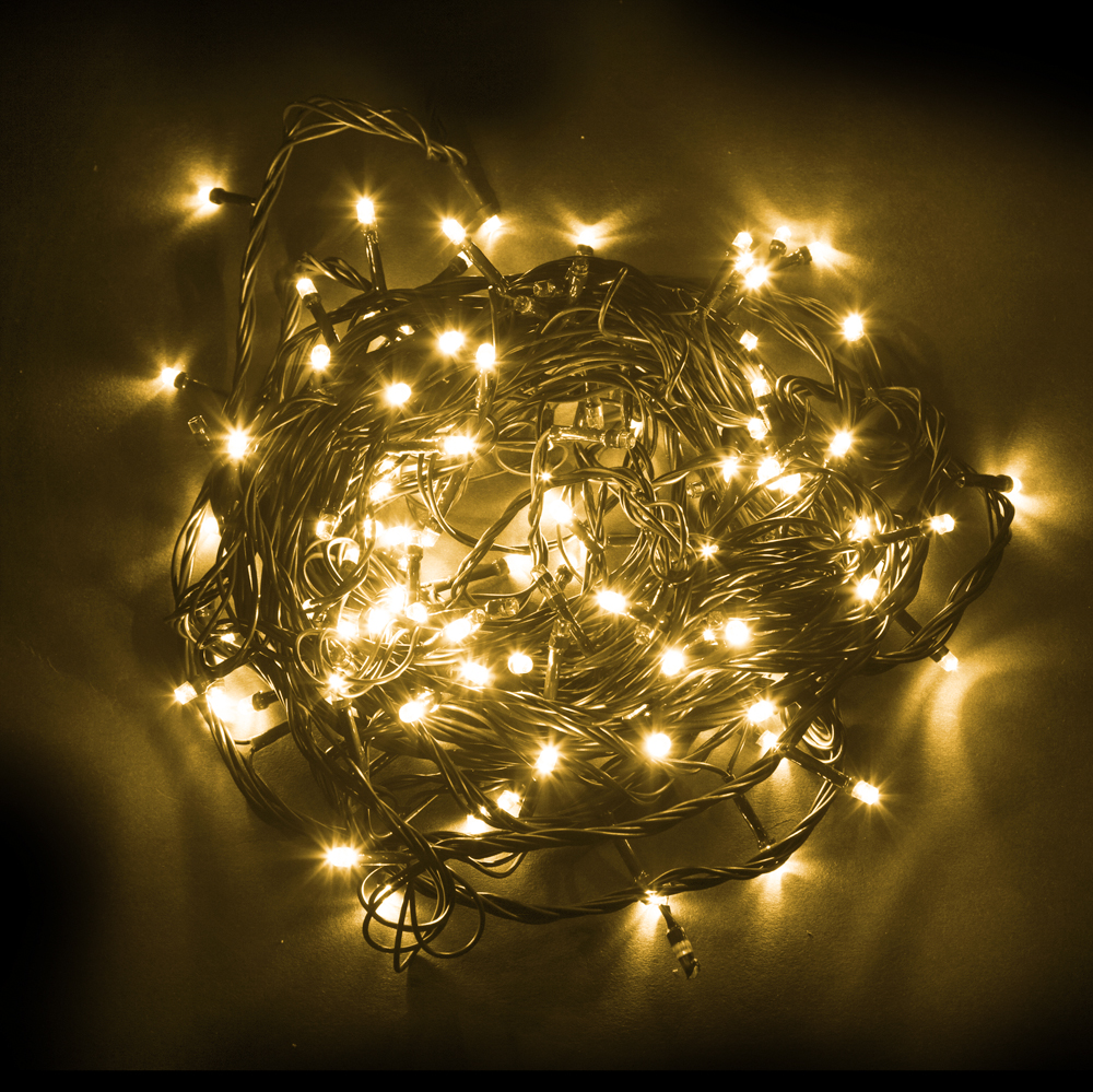 Гирлянда нить 400 LED, желтый, 40м, IP44 зел., зел. пр., шнур 3м Feron