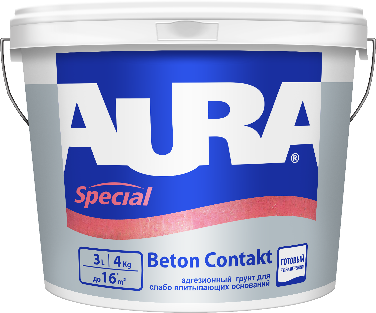 Грунт адгезионный для внут и наруж работ  Beton Contakt 4кг AURA