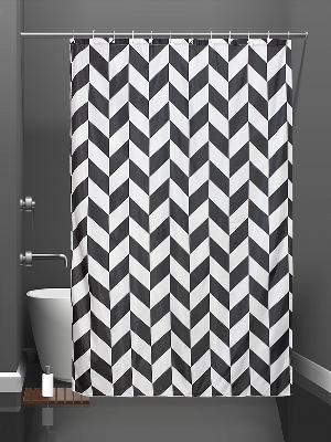 Штора для ванной полиэстер Bath Plus 180*180 ch-21303 Staggered Square (black) бордовый
