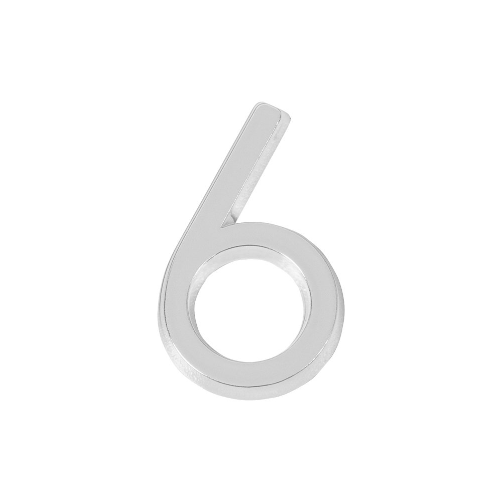 Номер дверной "6" хром ABS-пластик, основа клеевая FUARO