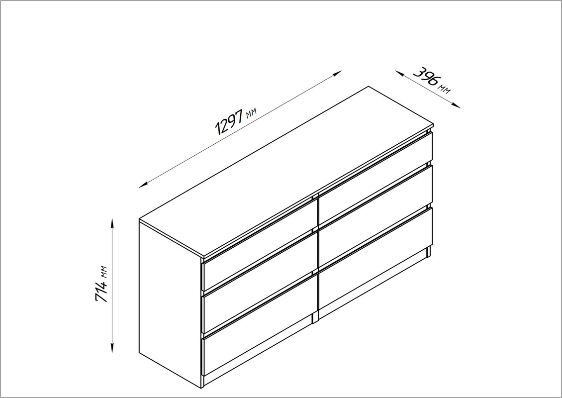 Комод Кастор 1297*396*716 6 ящиков дуб венге