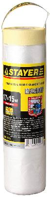 Пленка защитная с клейкой лентой 1,7х15 м, HDPE 9 мкм STAYER