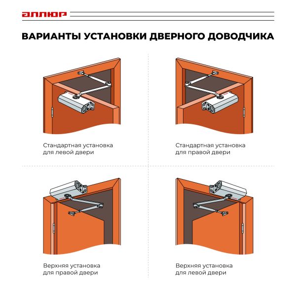 Доводчик COMFORT ДД 165/3-4 A-S (до 100 кг) серебро Аллюр