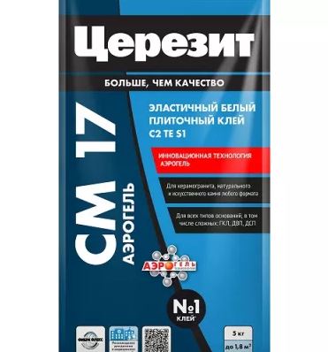 Клей плиточный высокоэластичный СМ17 Аэрогель 5кг, C2 TE S1, Церезит