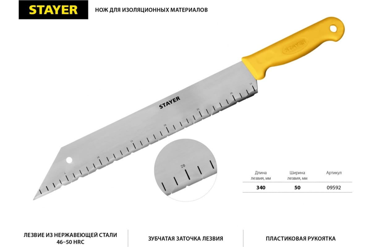 Нож для листовых изоляционных материалов 340 мм STAYER