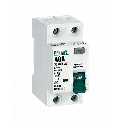 Устройство защитного отключения 2P 40А 30мА AC 6кА DEKraft
